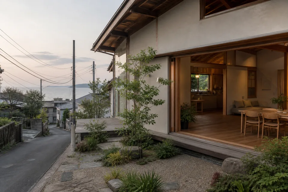 Original architectural study representing a home in Hase · Kanagawa